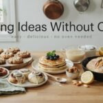 featuring colorful no-bake chocolate dessert, steamed cake, homemade flatbread, fruit dessert, and baking ingredients in a bright modern kitchen.”
